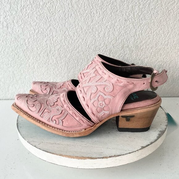 Lane Robin Mule Pink Cowboy Boots Womens 7.5 Cowgirl Western Leather Short Ankle - Picture 4 of 11